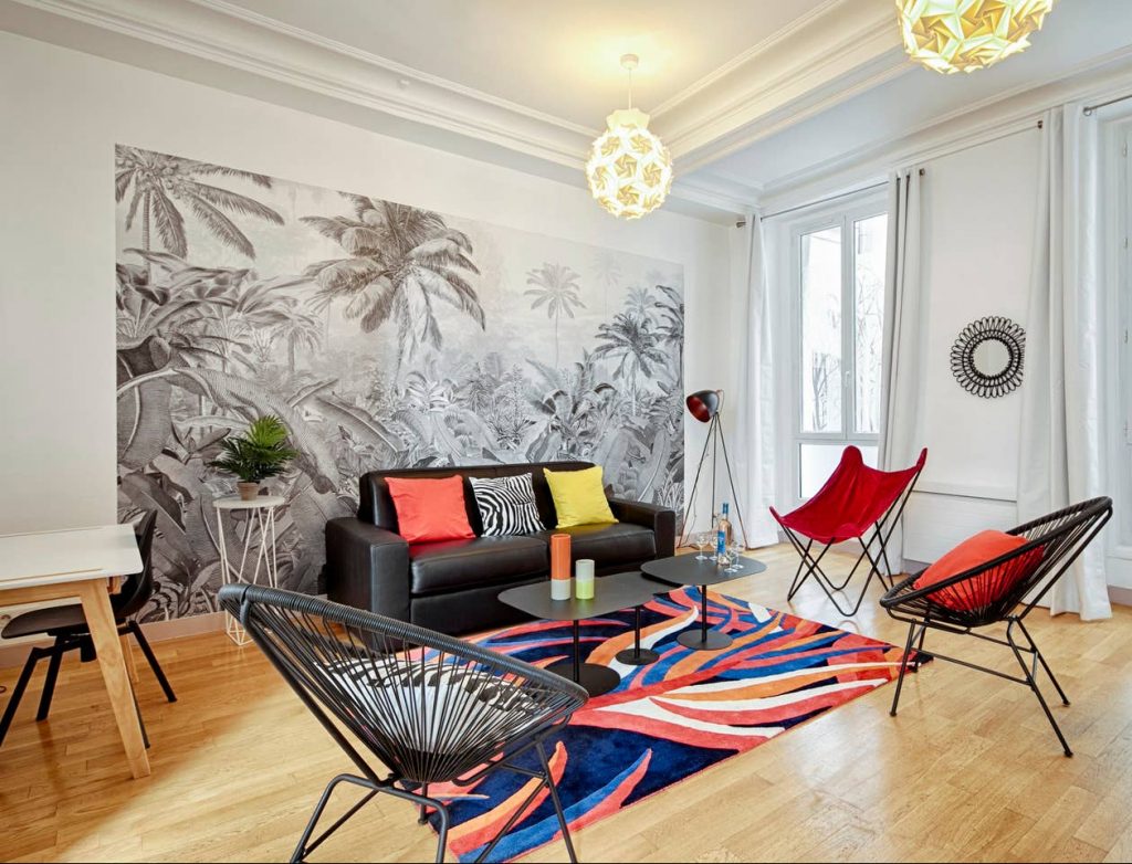 Photo d'aménagement d'un salon pour un appartement locatif meublé